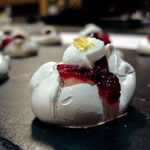 Ellen Mirksy of Public served these enigmatic looking, crazy tasting Muscovado pavlovas with pink peppercorns, fromage blanc cream, and cranberry caramel compote. They weren't dinosaur eggs.